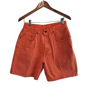 Vintage Jordache Denim Shorts Women Sz 31 Orange High Rise Cottage Boho 90s